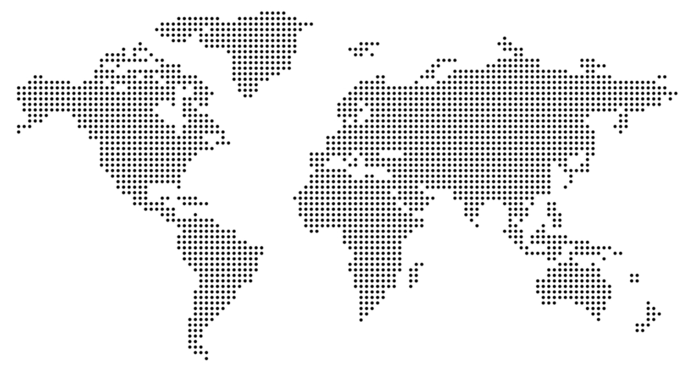 map of continents made with black dots on white background